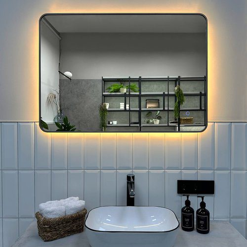 Зеркало в алюминиевой раме Roxen Simon Long 510205-120GM (1200x700), оружейная сталь — изображение 3