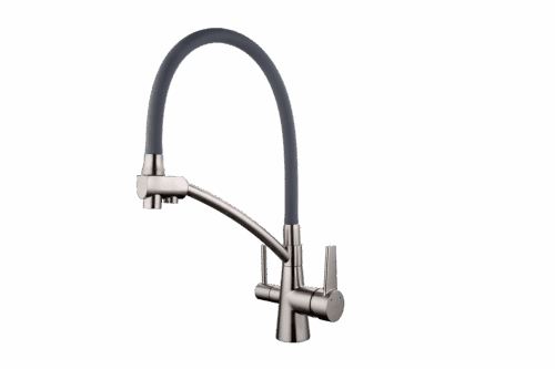 Смеситель для кухни под фильтр GAPPO G4398, сатин/серый