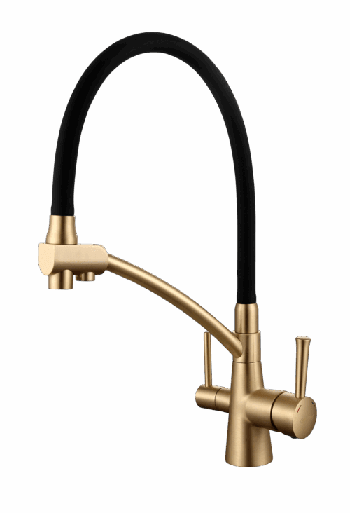 Смеситель для кухни под фильтр GAPPO G4398-1, бронза/чёрный