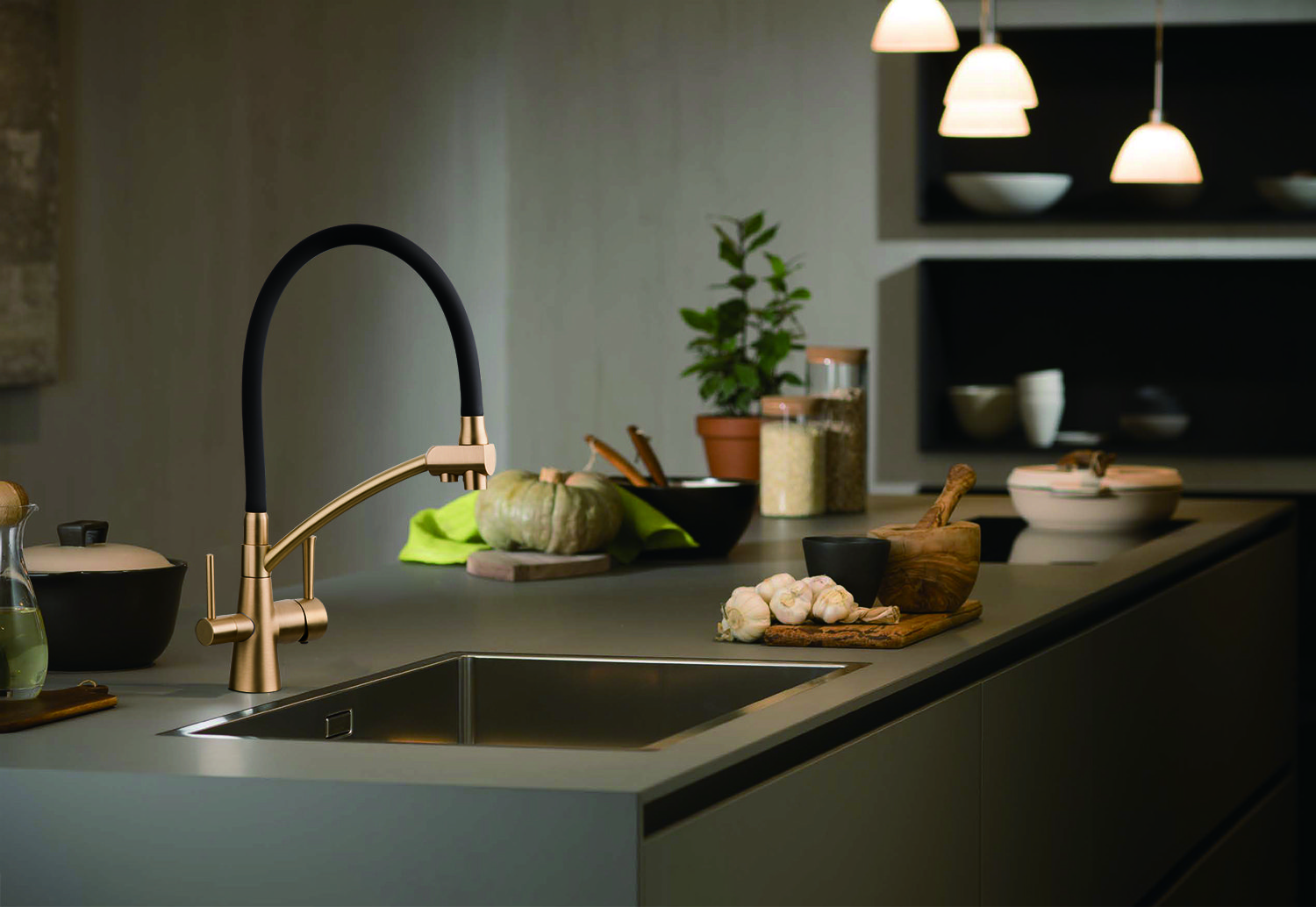 Смеситель для кухни под фильтр GAPPO G4398, сатин/серый — изображение 9