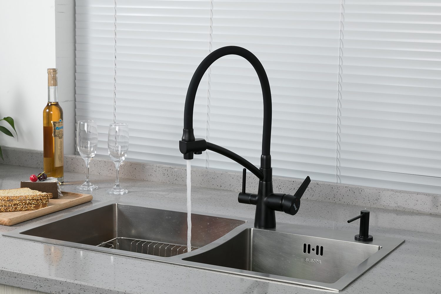 Смеситель для кухни под фильтр GAPPO G4398, сатин/серый — изображение 6