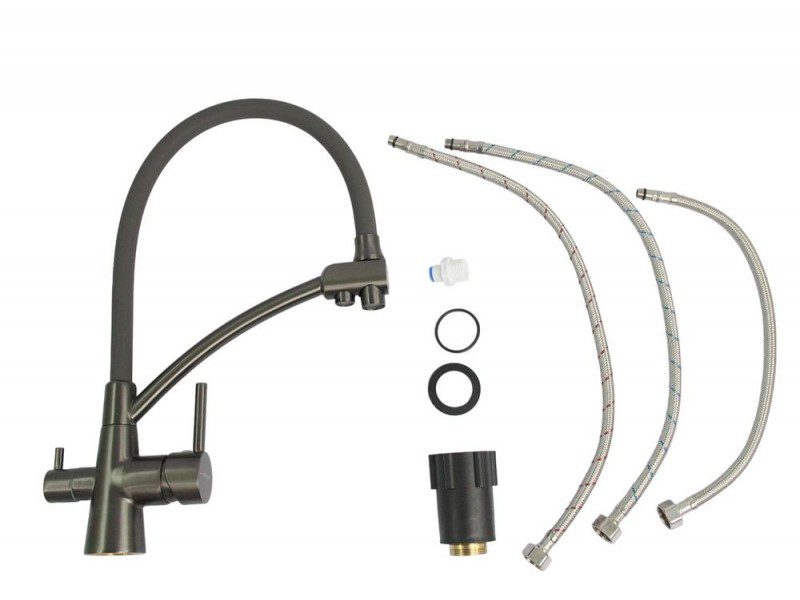 Смеситель для кухни под фильтр Ledeme L4855D-12, с гибким изливом — изображение 4