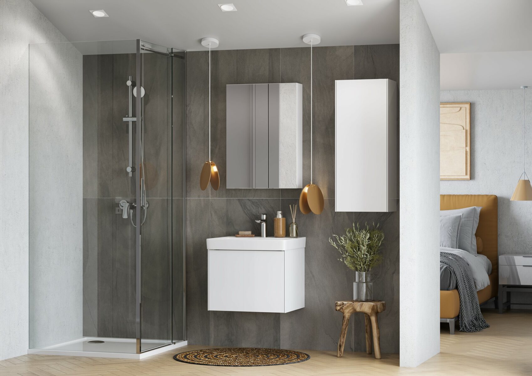 Комплект: тумба в ванную Aquaton Асти 55 с умывальником Santek Адриана 55, белый, 1A2631V0AX2B0 — изображение 2