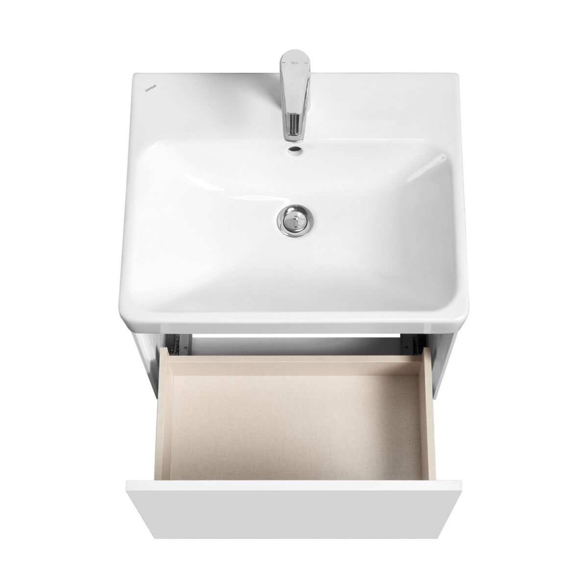 Комплект: тумба в ванную Aquaton Асти 55 с умывальником Santek Адриана 55, белый, 1A2631V0AX2B0 — изображение 8