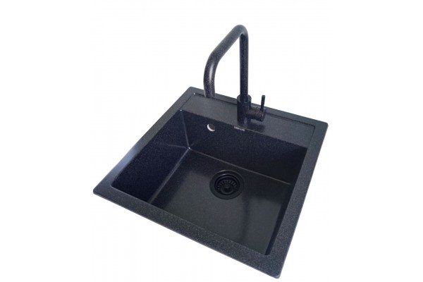 Кухонная мойка Gerhans A11-22 в комплекте со смесителем Wisent W4998-4-22 и сифоном Ger019