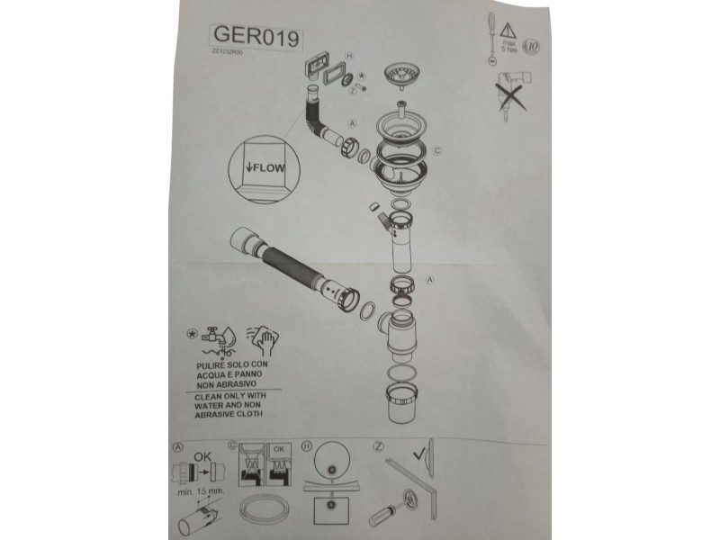 Сифон для кухонной мойки Wisent GER019 с круглым переливом — изображение 6