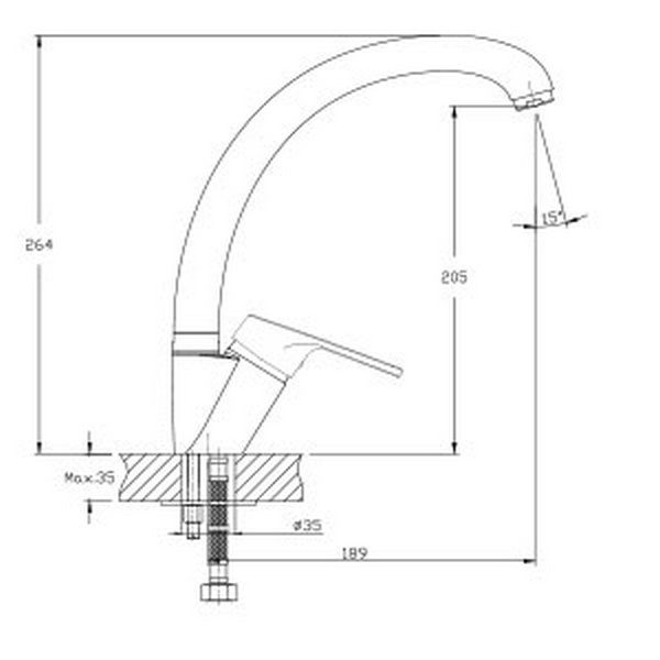 Смеситель для кухни GRANFEST QUARZ GF-Z3323 серый — изображение 3