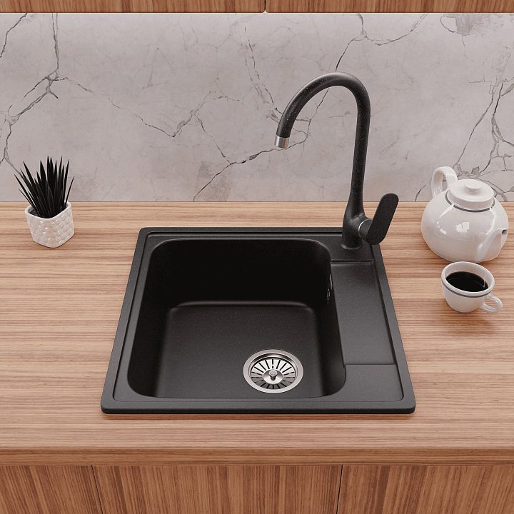 Кухонная мойка GranFest QUARZ GF-Z48 черный — изображение 4