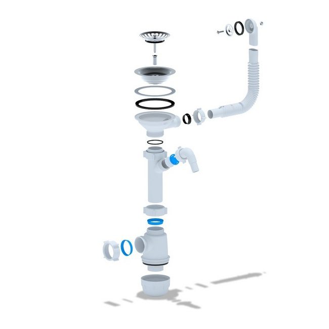 Сифон для кухонных моек Ани Грот А1042SP 3 1/2"*40 с круглым переливом — изображение 2