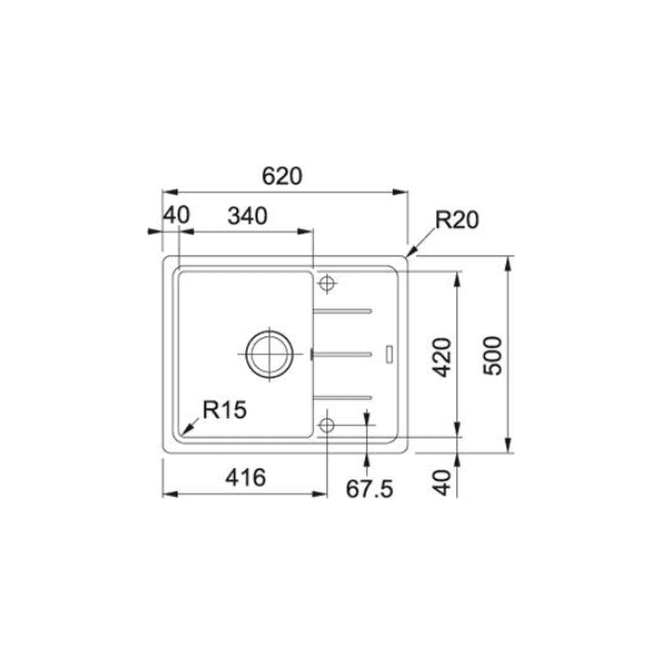 Кухонная мойка Franke Basis BFG 611C (сахара) (620 x 500 мм), 114.0280.833 — изображение 2