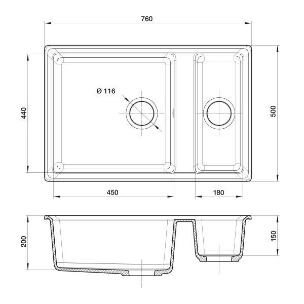 Кухонная мойка GranFest GF-LV-760K серый — изображение 3
