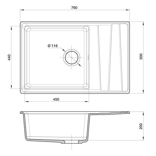 Кухонная мойка GranFest GF-LV-760L иней — изображение 3