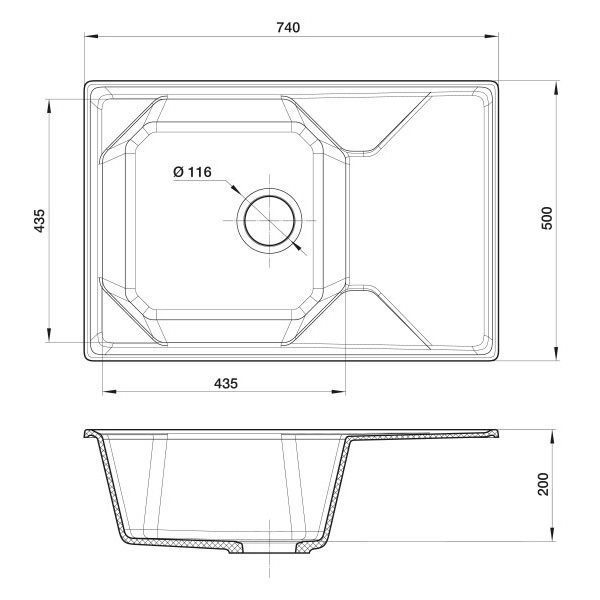 Кухонная мойка GranFest GF-U-740L иней — изображение 3