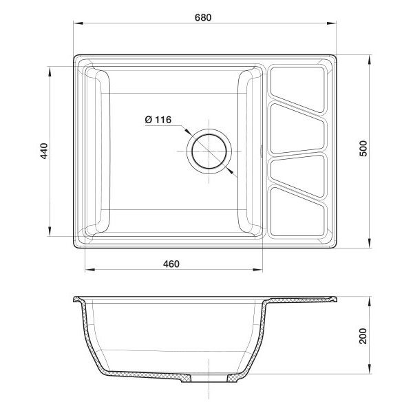 Кухонная мойка GranFest GF-V-680L иней — изображение 3