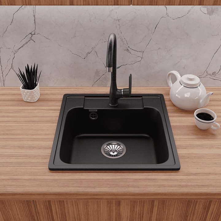 Кухонная мойка GranFest QUARZ GF-Z48 черный — изображение 3