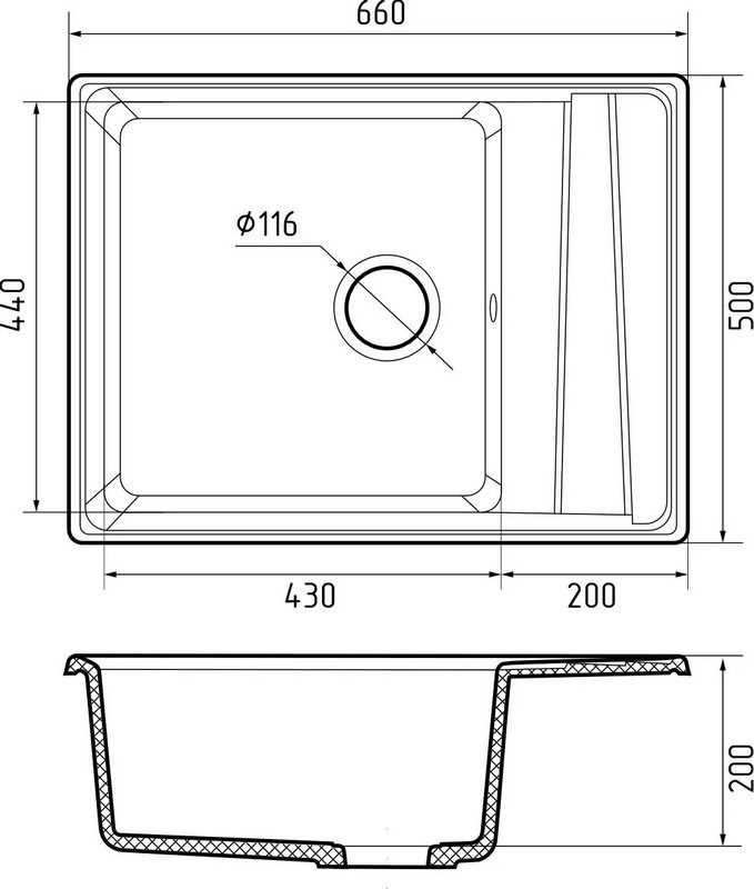 Кухонная мойка GranFest GF-LV-660L графит — изображение 3