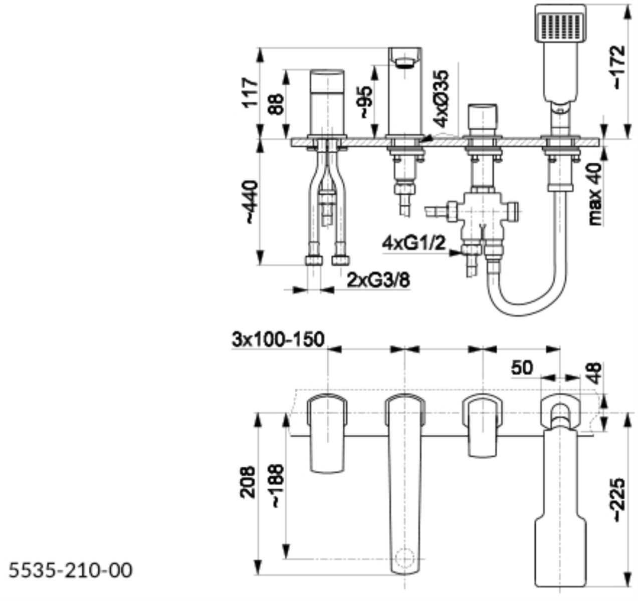 Смеситель для ванны врезной KFA Armatura MOKAIT 5535-210-81 — изображение 4