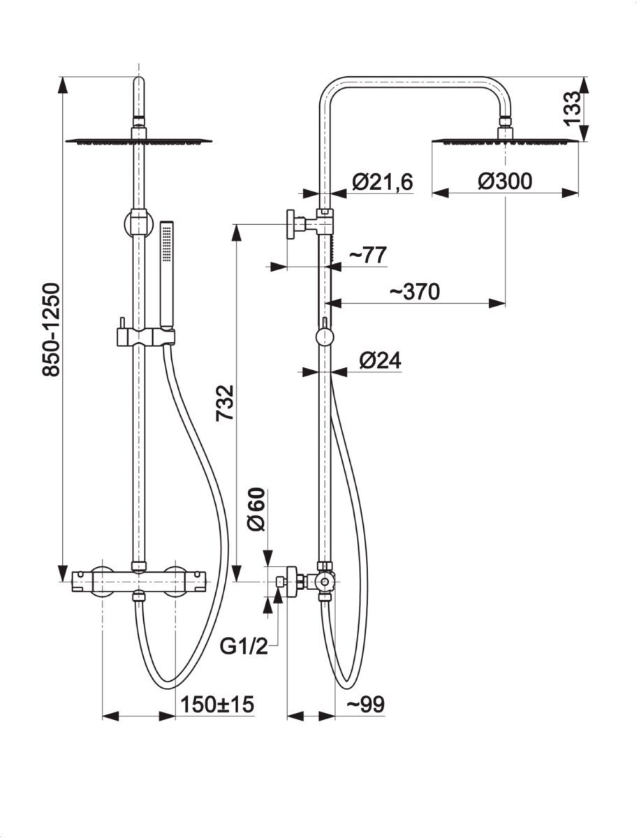 Душевая система с термостатическим смесителем KFA Armatura MOZA 5736-920-81 — изображение 6