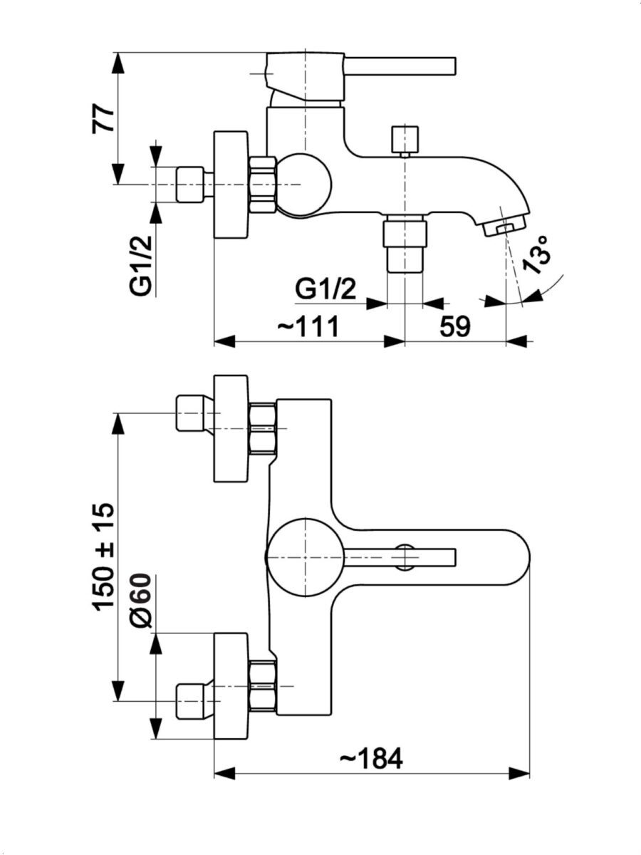 Смеситель для ванны KFA Armatura MOZA 5034-010-81 — изображение 2