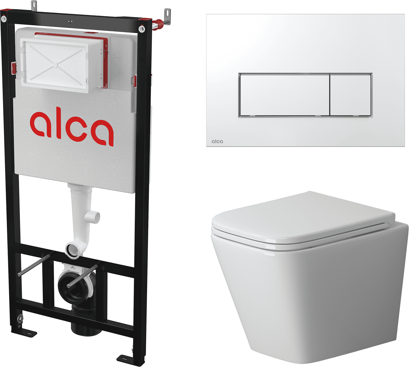 Комплект инсталляции Alca AM101/1120 Sádromodul с унитазом Niagara Atrio NG-9303 и кнопкой Alca M571 (хром/глянец), NG-9303+(AM101/1120+M571)