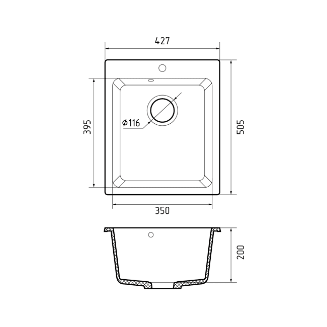 Кухонная мойка GranFest GF - P505 графит — изображение 3