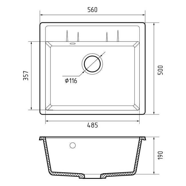 Кухонная мойка GranFest GF - Q561 песочный — изображение 3