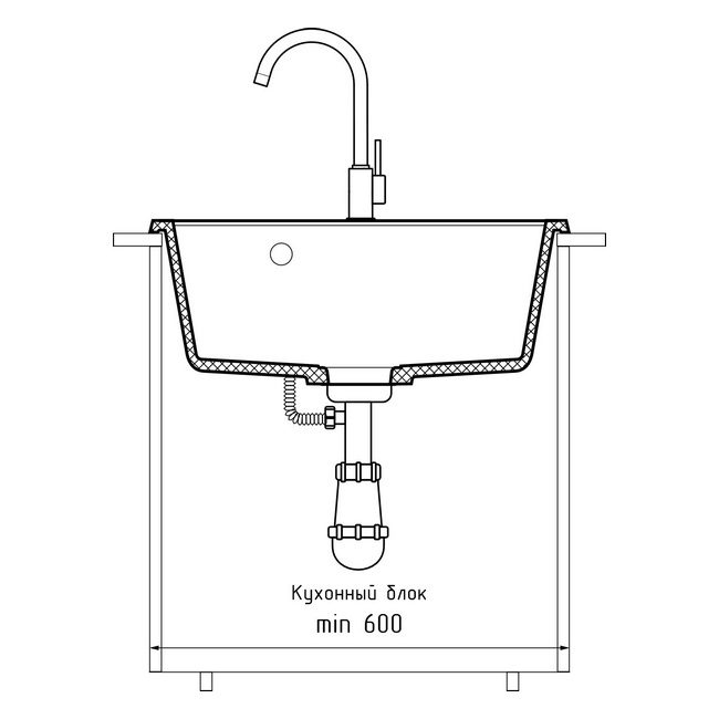 Кухонная мойка GranFest GF - Q561 песочный — изображение 5