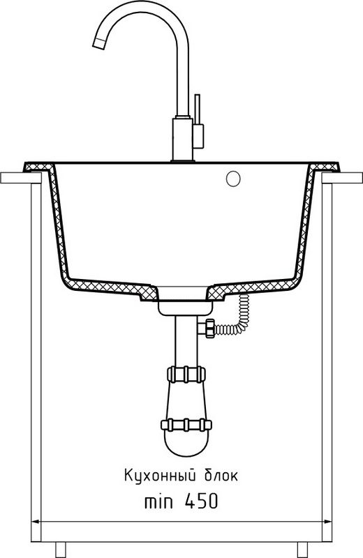 Кухонная мойка GranFest Rondo GF - R480 графит — изображение 4