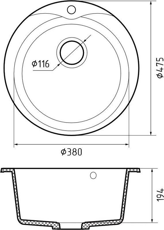 Кухонная мойка GranFest Rondo GF - R480 графит — изображение 3