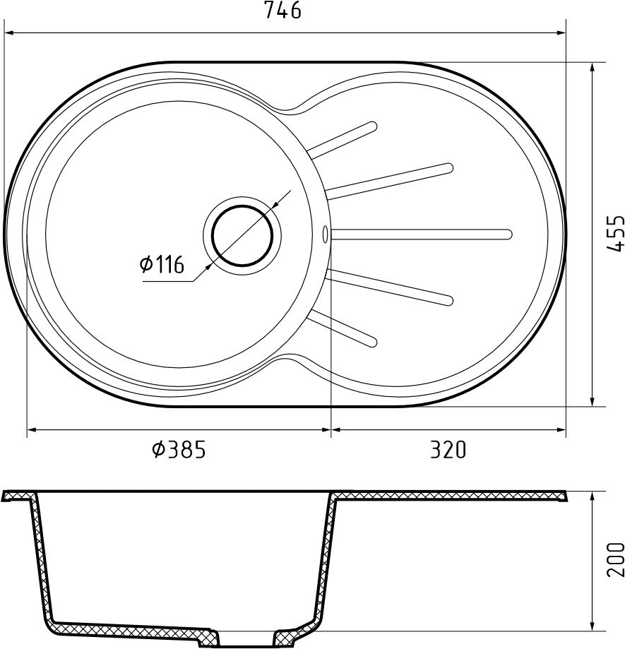 Кухонная мойка GranFest GF - R750L графит — изображение 3