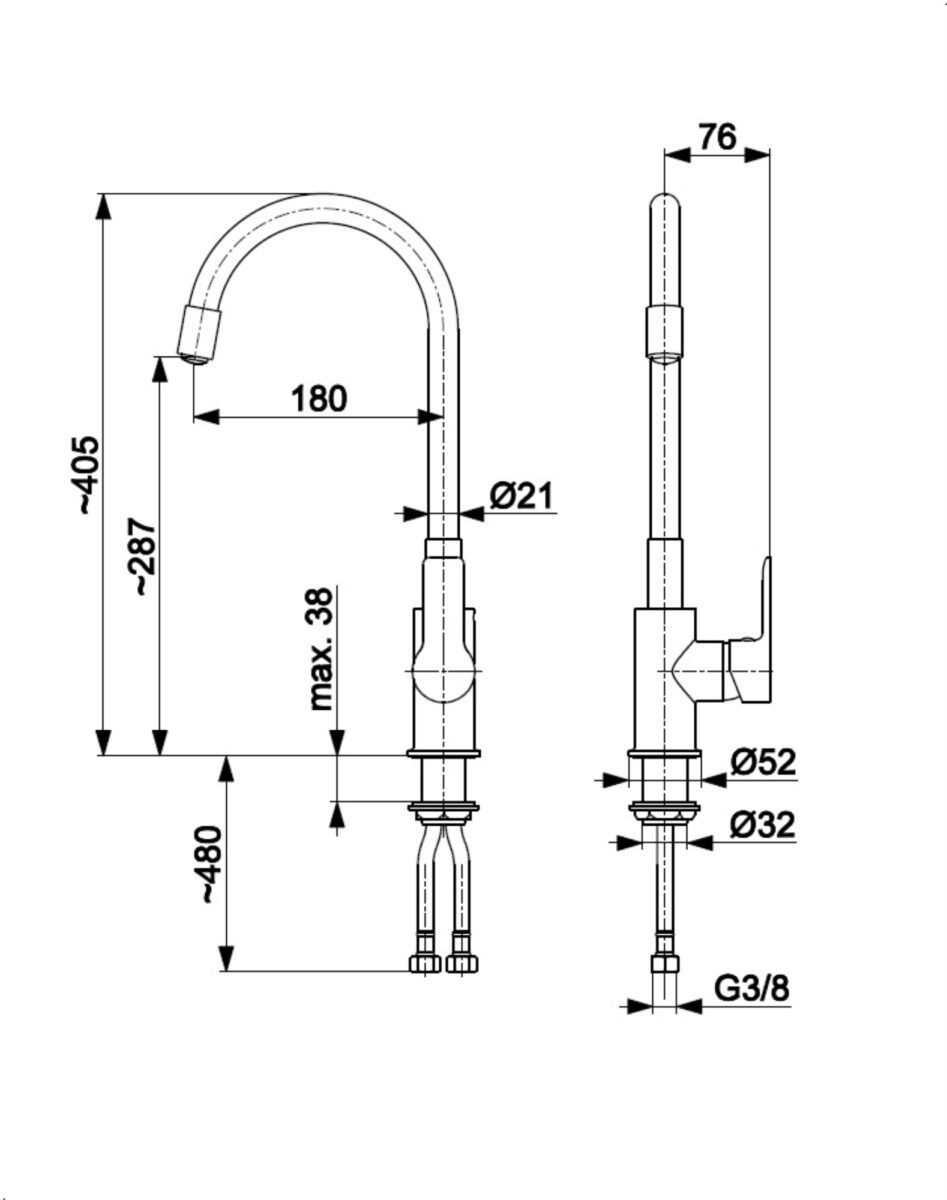 Смеситель для кухни с гибким изливом KFA Armatura RUMBA 6553-915-51 — изображение 2