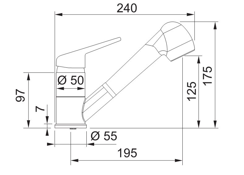 Смеситель для кухни с выдвижной лейкой NOVARA PLUS, серый, 115.0470.670 — изображение 2