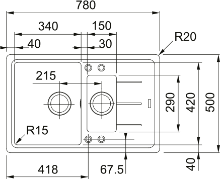 Кухонная мойка Franke Basis BFG 651-78 (миндаль) (780 x 500 мм), 114.0313.263 — изображение 2