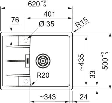 Кухонная мойка Franke Centro CNG 611/211-62 (бежевый) (620 x 500 мм), 114.0639.679 — изображение 2
