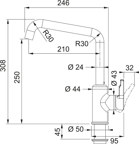 Смеситель для кухни Franke Urban, чёрный, 115.0627.524 — изображение 2