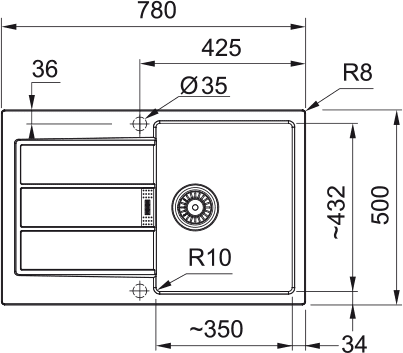 Кухонная мойка Franke Sirius2 S2D 611-78 (сахара) (780 x 500 мм), 143.0618.370 — изображение 2