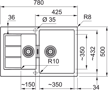 Кухонная мойка Franke Sirius2 S2D 651-78 (белый) (780 x 500 мм), 143.0628.385 — изображение 2