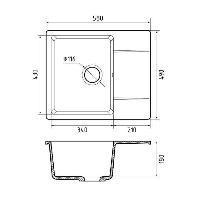 Кухонная мойка GranFest QUARZ GF-UR-258L белый — изображение 4