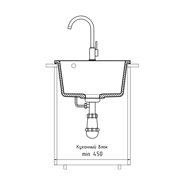 Кухонная мойка GranFest QUARZ GF-UR-644 черный — изображение 5