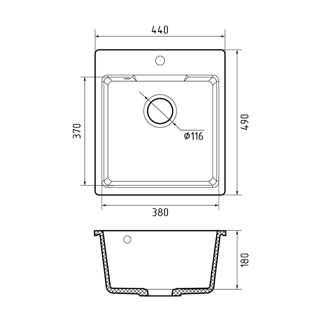 Кухонная мойка GranFest QUARZ GF-UR-644 черный — изображение 4