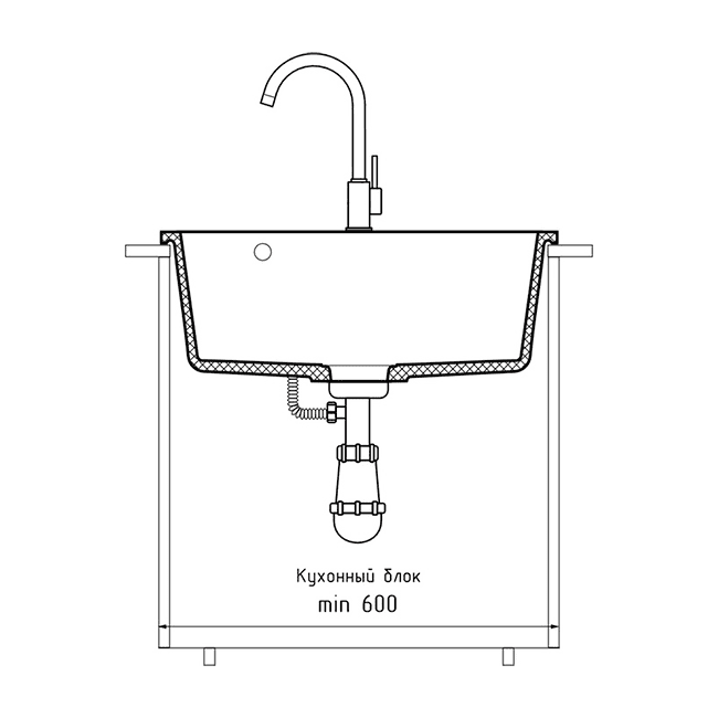 Кухонная мойка GranFest QUARZ GF-UR-658 серый — изображение 5