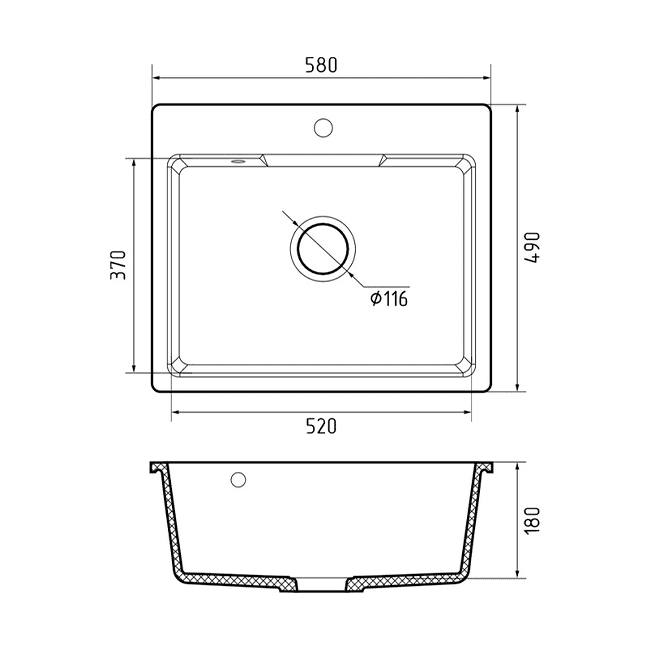 Кухонная мойка GranFest QUARZ GF-UR-658 серый — изображение 3