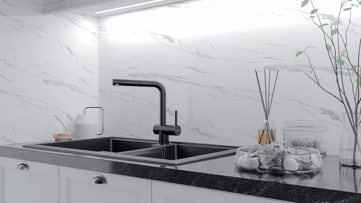 Смеситель для кухни с выдвижным изливом PAULMARK DOSSE, антрацит, Do214418-401 — изображение 2