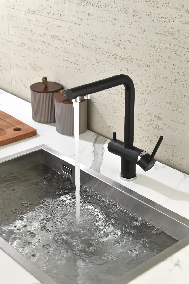 Смеситель для кухни под фильтр PAULMARK SERPENTINE, черный металлик, Se213222-418 — изображение 4