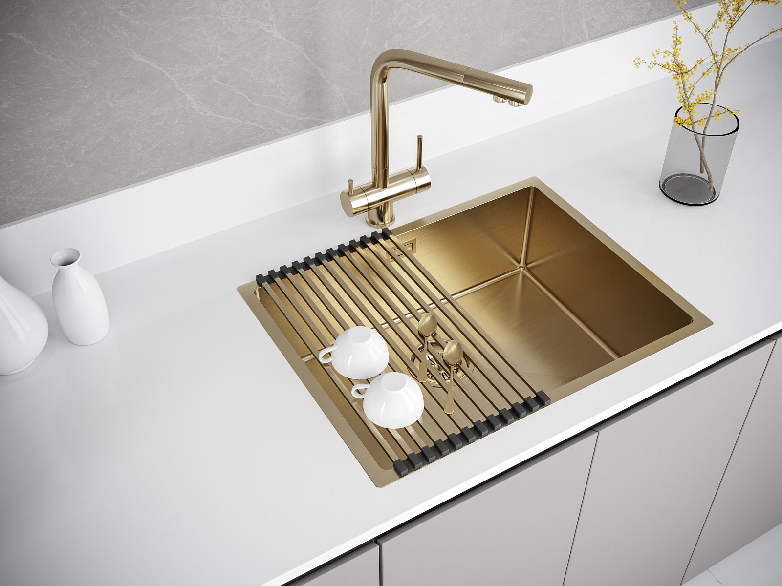 Кухонная мойка PAULMARK NEXT 58 UNI, PM215844-BG, брашированное золото, 580х440мм — изображение 6