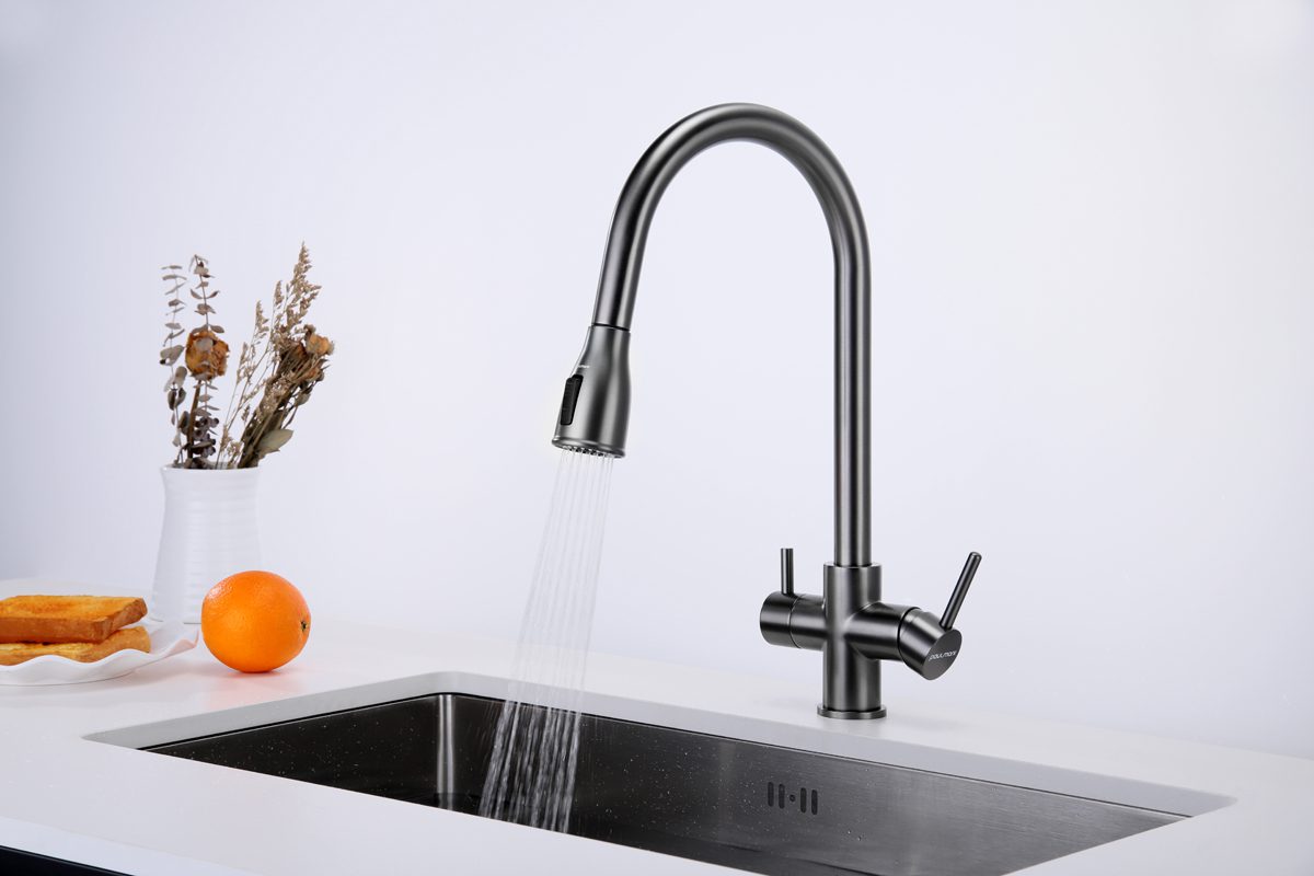 Смеситель для кухни под фильтр PAULMARK LANGE, вороненая сталь, La214212-GM — изображение 4