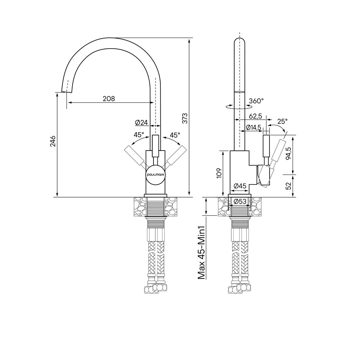Смеситель для кухни PAULMARK HOLSTEIN, серый, Ho212063-310 — изображение 2