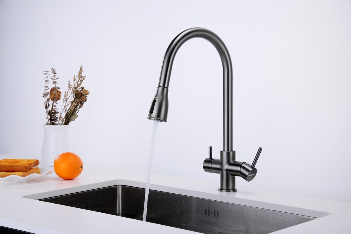 Смеситель для кухни под фильтр PAULMARK LANGE, вороненая сталь, La214212-GM — изображение 3