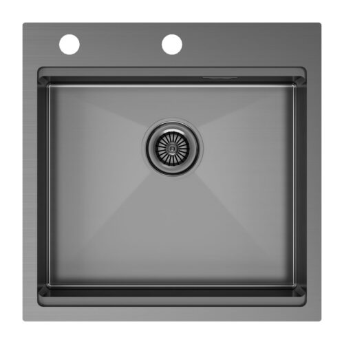 Кухонная мойка PAULMARK KRONER-PRO 51, PM705151-GM, вороненая сталь, 510х510мм