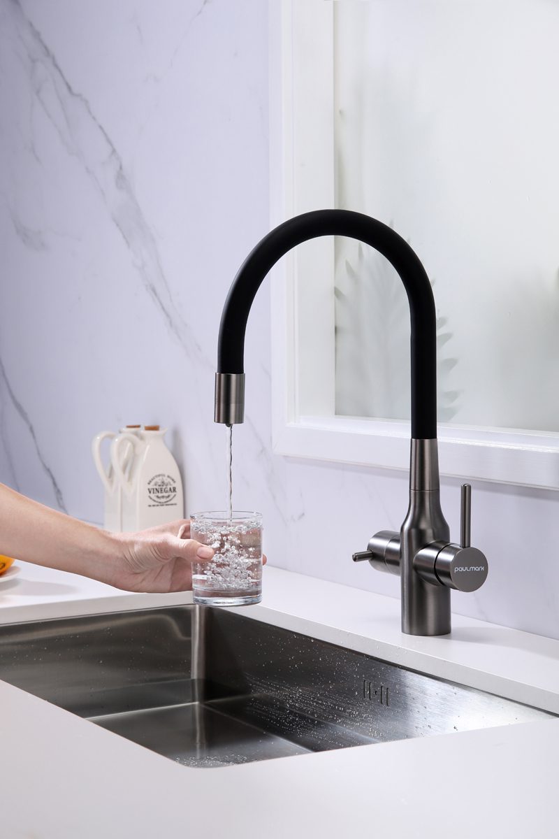 Смеситель для кухни под фильтр PAULMARK SALIX, вороненая сталь, Sa213419-GM — изображение 3
